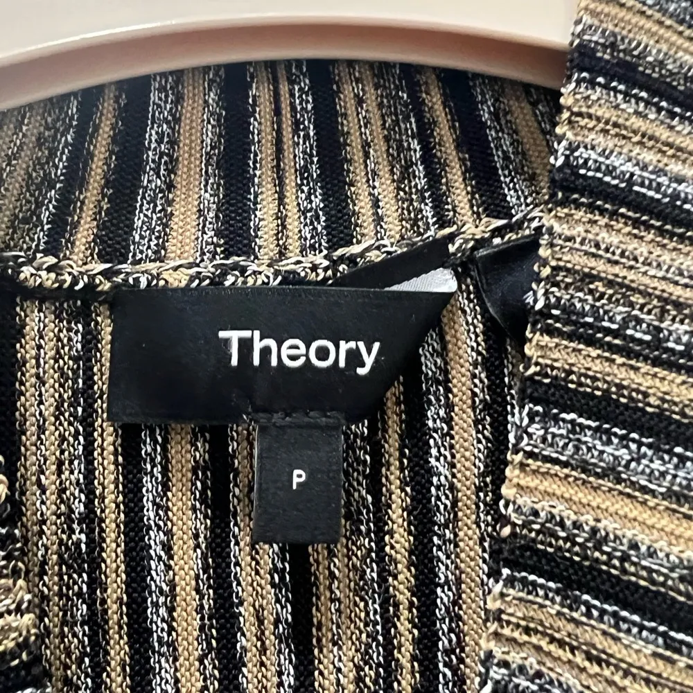 Theory Striped Stretch Knit Glossed Ottoman Dress Size P - Image 5