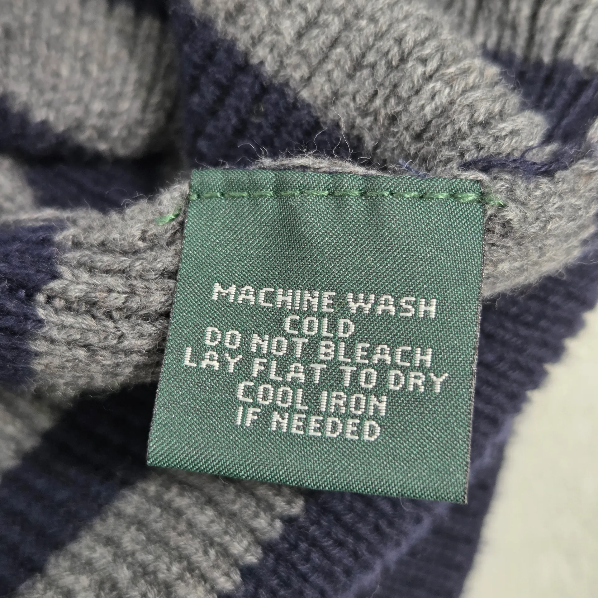 Lauren Ralph Lauren Vintage Cotton Gray‎ and Navy Turtleneck Sweater Size XL - Image 12