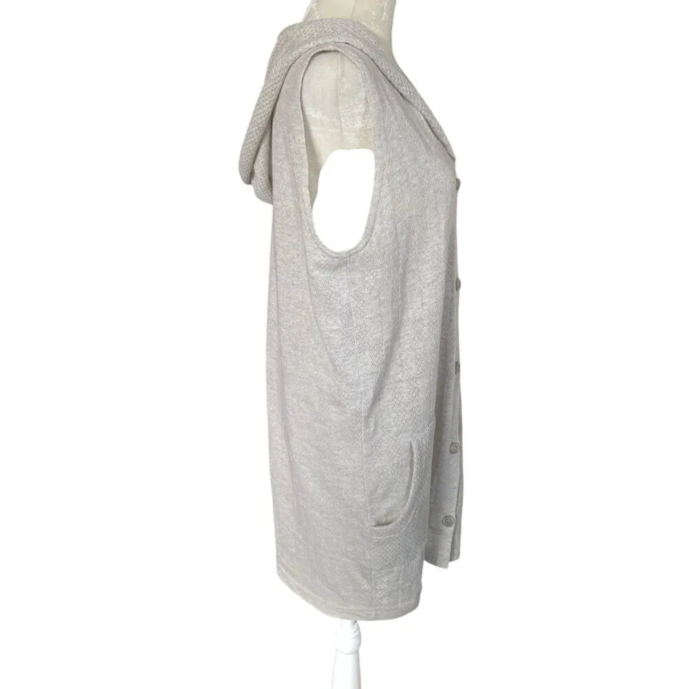 Portocruz women's size small light gray sleeveless hooded swimsuit cover sweater - Image 3