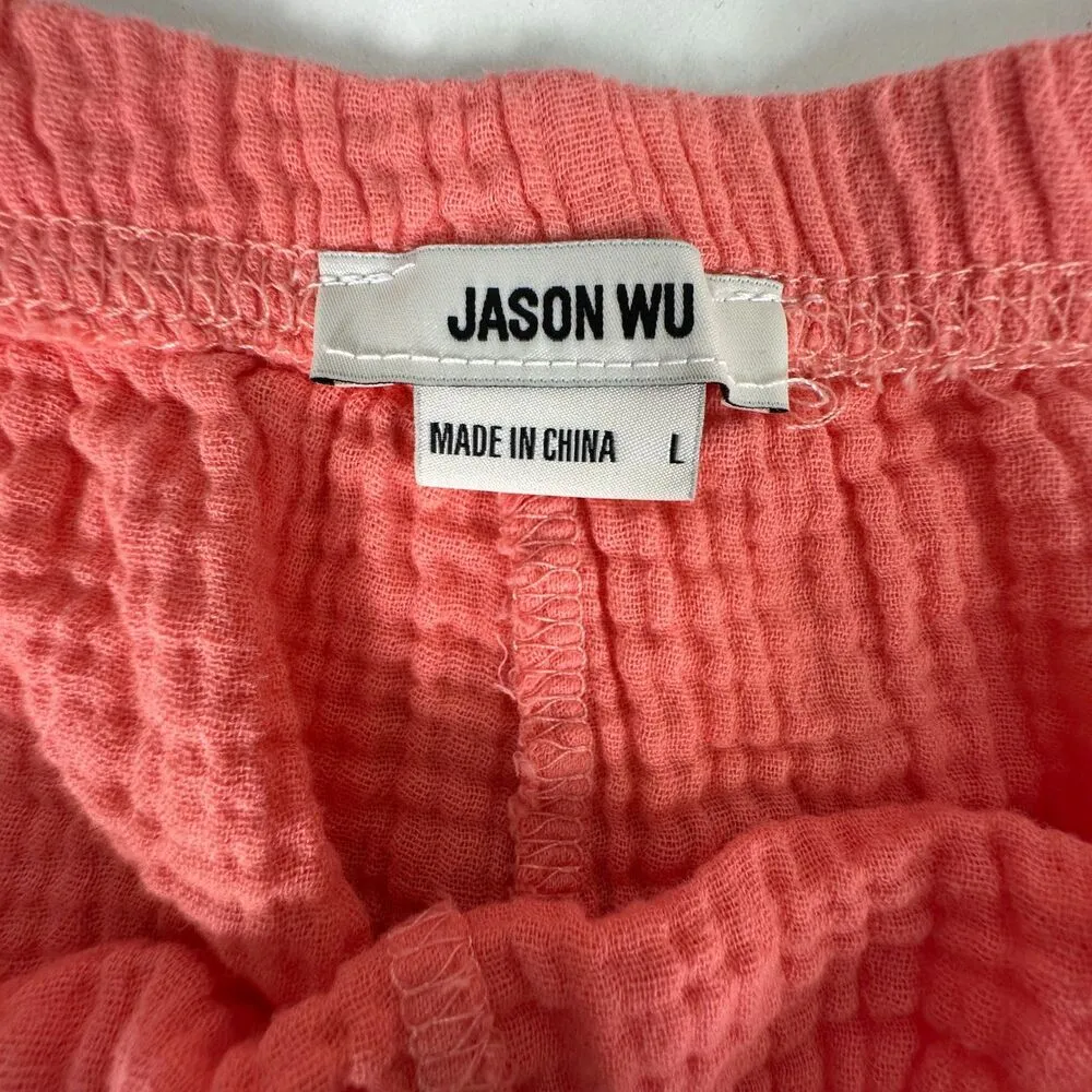 Jason Wu Pink Gauze Gauzy Short Sleeve Shorts Lounge Set Size Large - Image 5