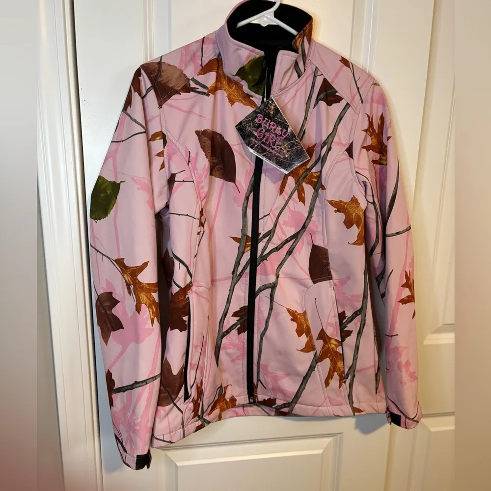 Burly Girl Pink Camo Zip Up Jacket with pockets Size Medium NWT - Image 2