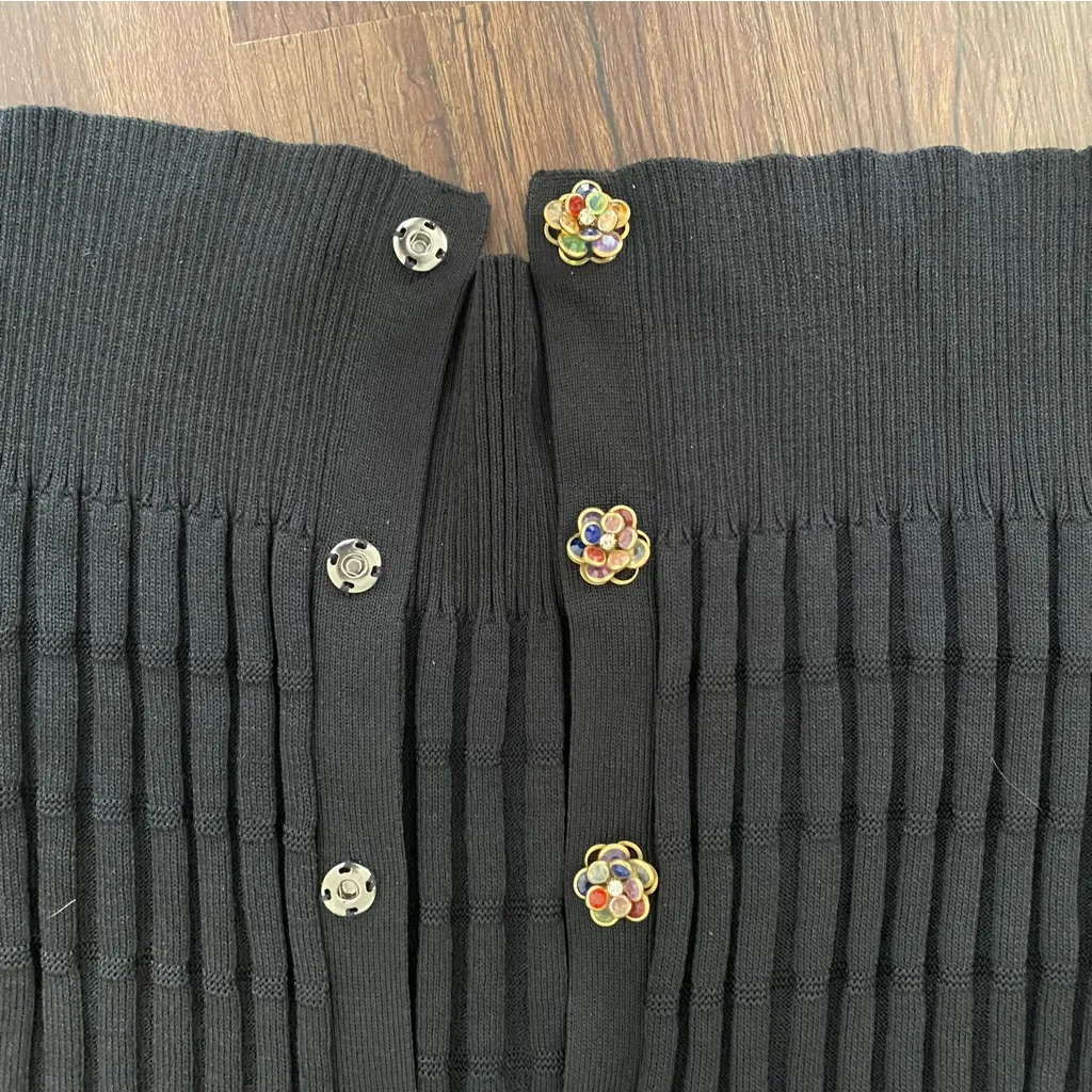 Heather B Ribbed Stretch Cardigan Sweater Black L Size L - Image 6