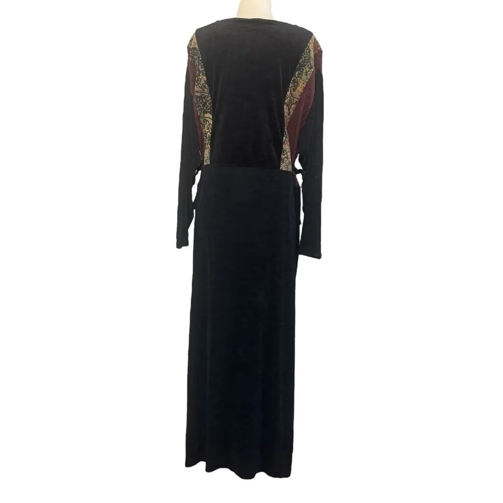 Vintage AHNI Velvet Tapestry Embroidered Maxi Dress ART TO WEAR Plus Size 2 NEW Black - Image 10
