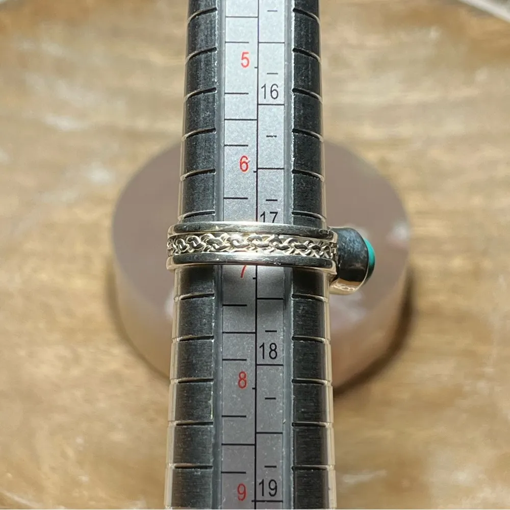 Sterling Silver Blue Turquoise Raised Circular Stone 925  Ring - Image 11