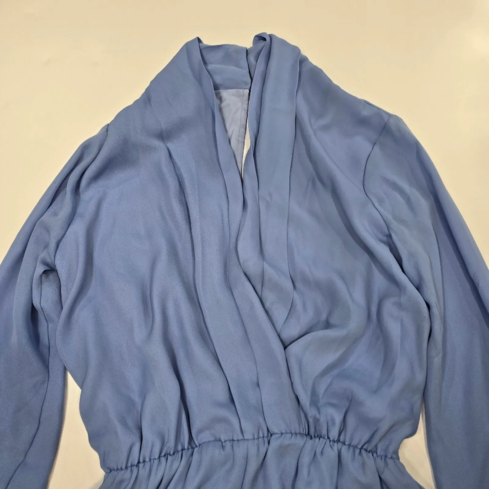 Superdown Kaycie Drape Neck Romper in Blue XXS - Image 4