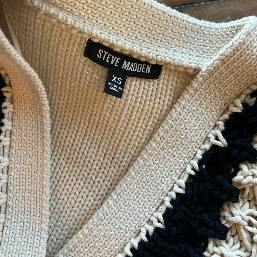 NWOT Steve Madden Lucas Chunky Knit Cardigan Black XS - Image 5