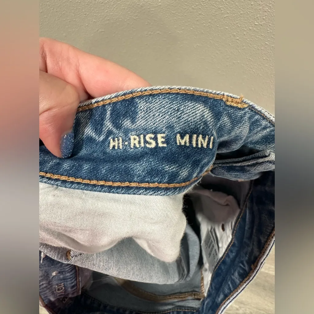 NWT American Eagle Super Stretch Hi Rise Mini  Distressed Denim Skirt - Image 7