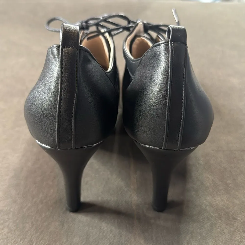 Women’s Black High Heel Lace Up Booties with Lace Detail EU40 Size 9/9.5 US NEW Black - Image 6