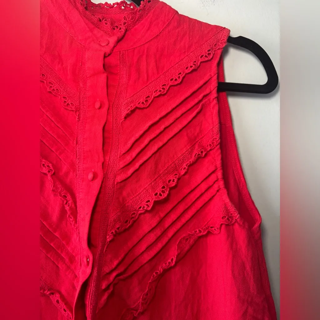 Tuckernuck Pomander Place Dutton‎ Eyelet Sleeveless Red Mini Dress Size Small - Image 8