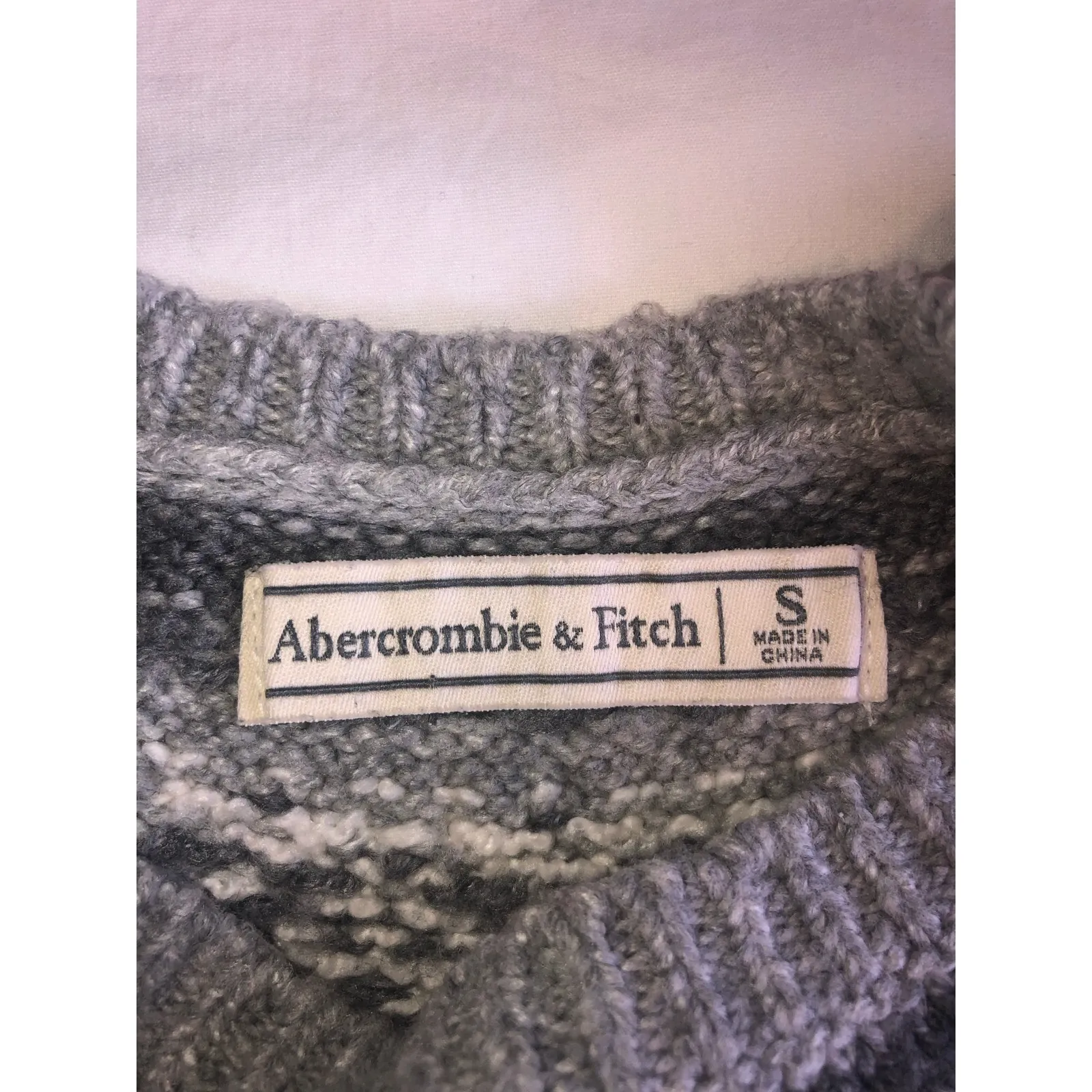 Fair Isle Sweater Gray Size S Abercrombie & Fitch Long Sleeve Round Neck Classic - Image 2