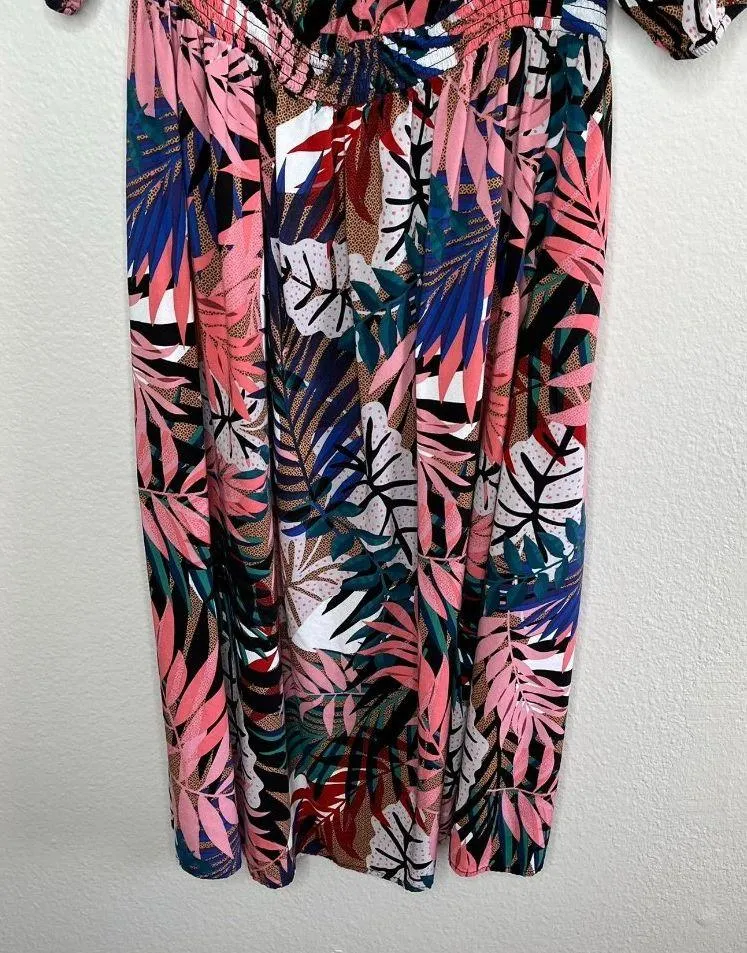 City Chic Womens Tropical Print Off Shoulder Mid-Length Dress Size 14 Ruffled - Image 4