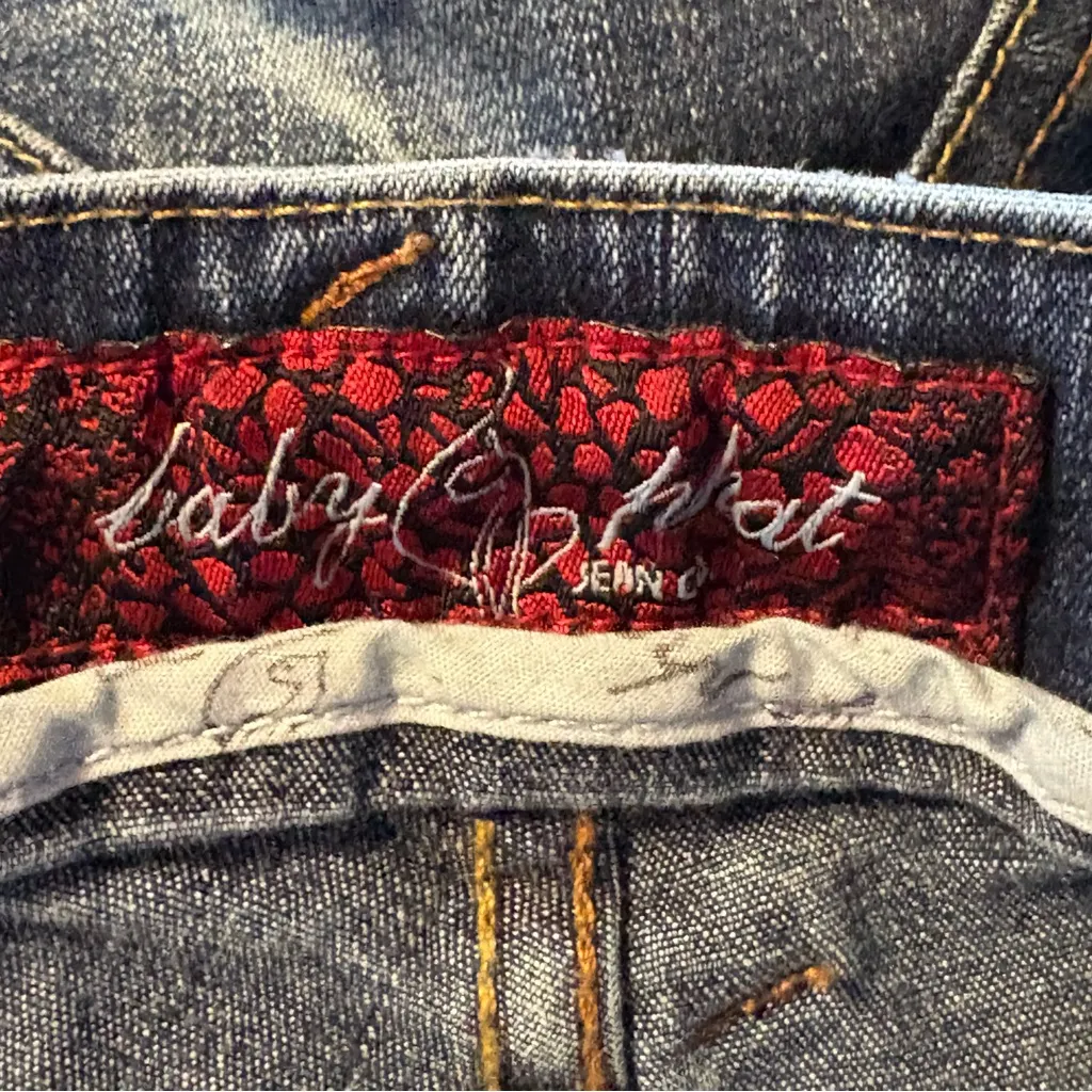 Vintage‎ Retro Y2K Women's Baby Phat Cuffed Crop Jeans Sz 7 Whiskers Embroidered - Image 9