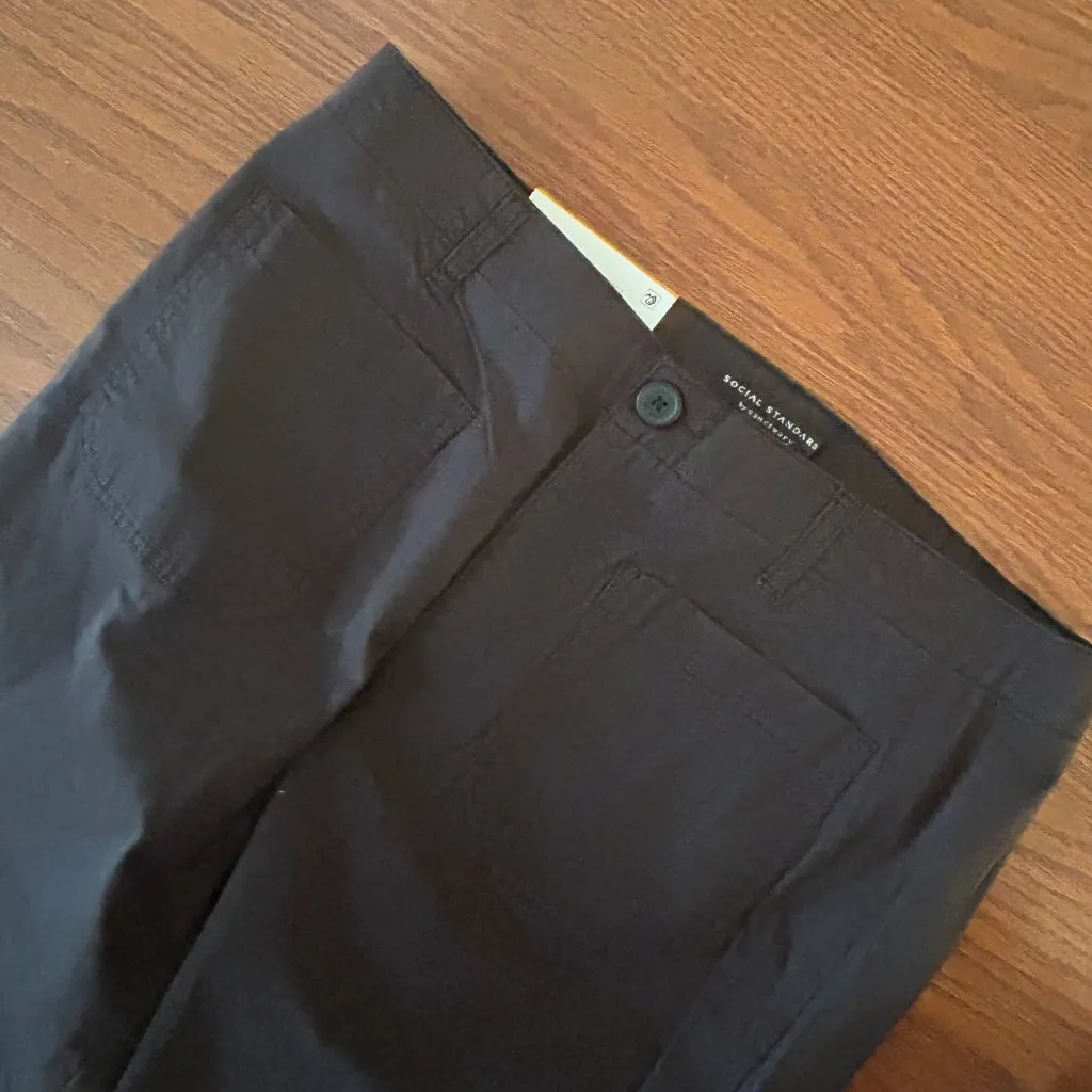 NWT Social Standard by Sanctuary Ladies Juliet Twill Crop Pant Straight Wide Leg Black Size 12 - Image 5