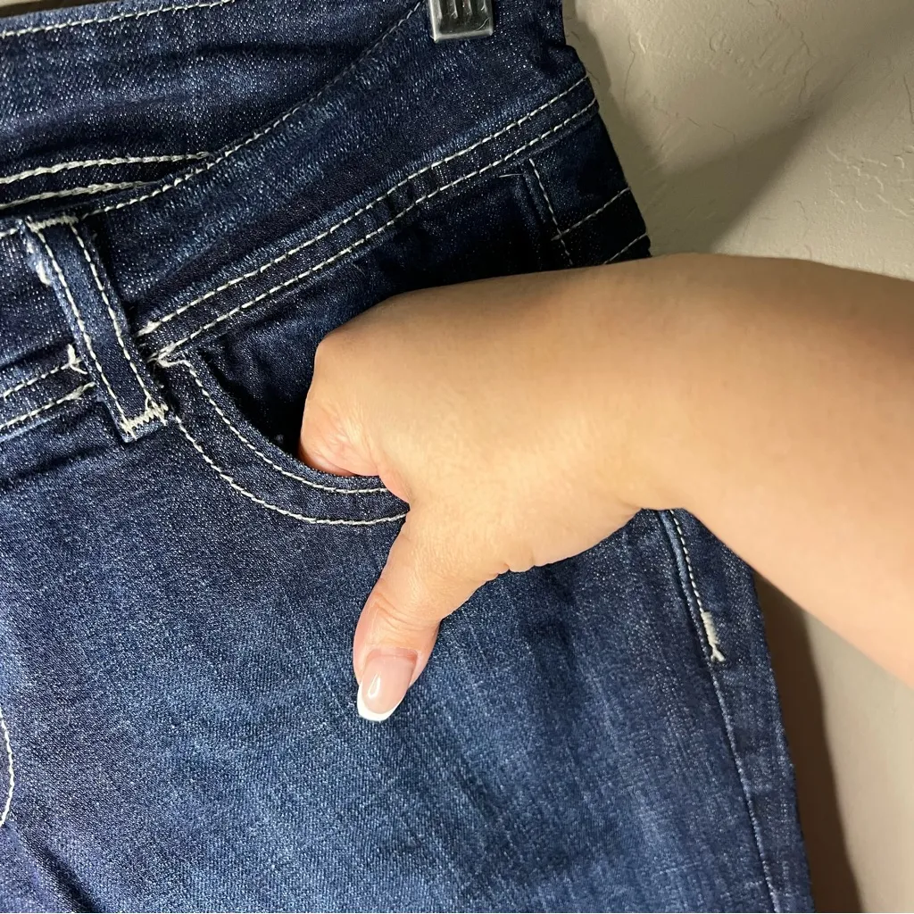 Vigoss Dark Wash Bootcut Thick Stitch Two Button Denim Jeans - Image 5