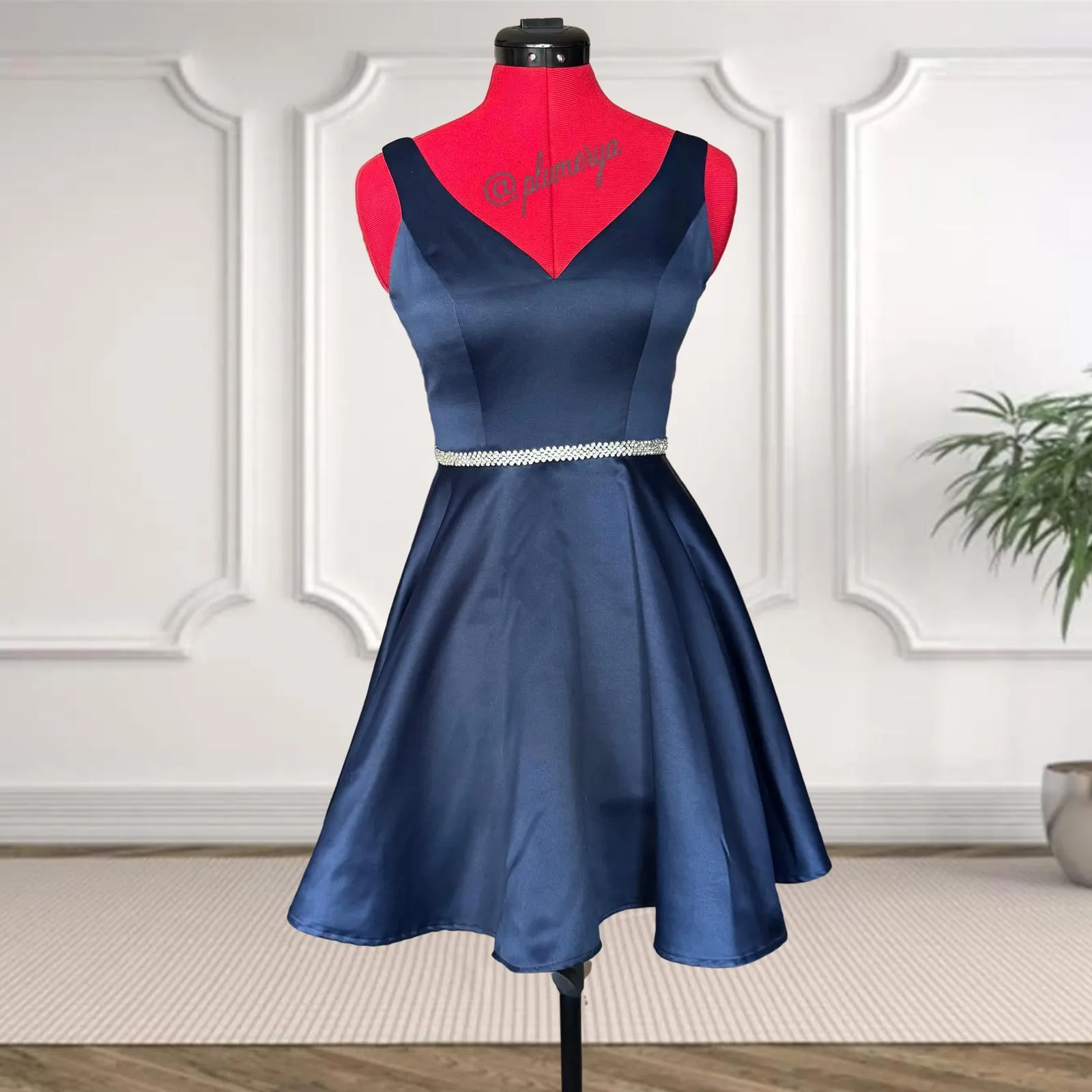 Dancing Queen Blue Prom Homecoming Dress with Sparkling Waist Style 9504 Size XS - Image 3