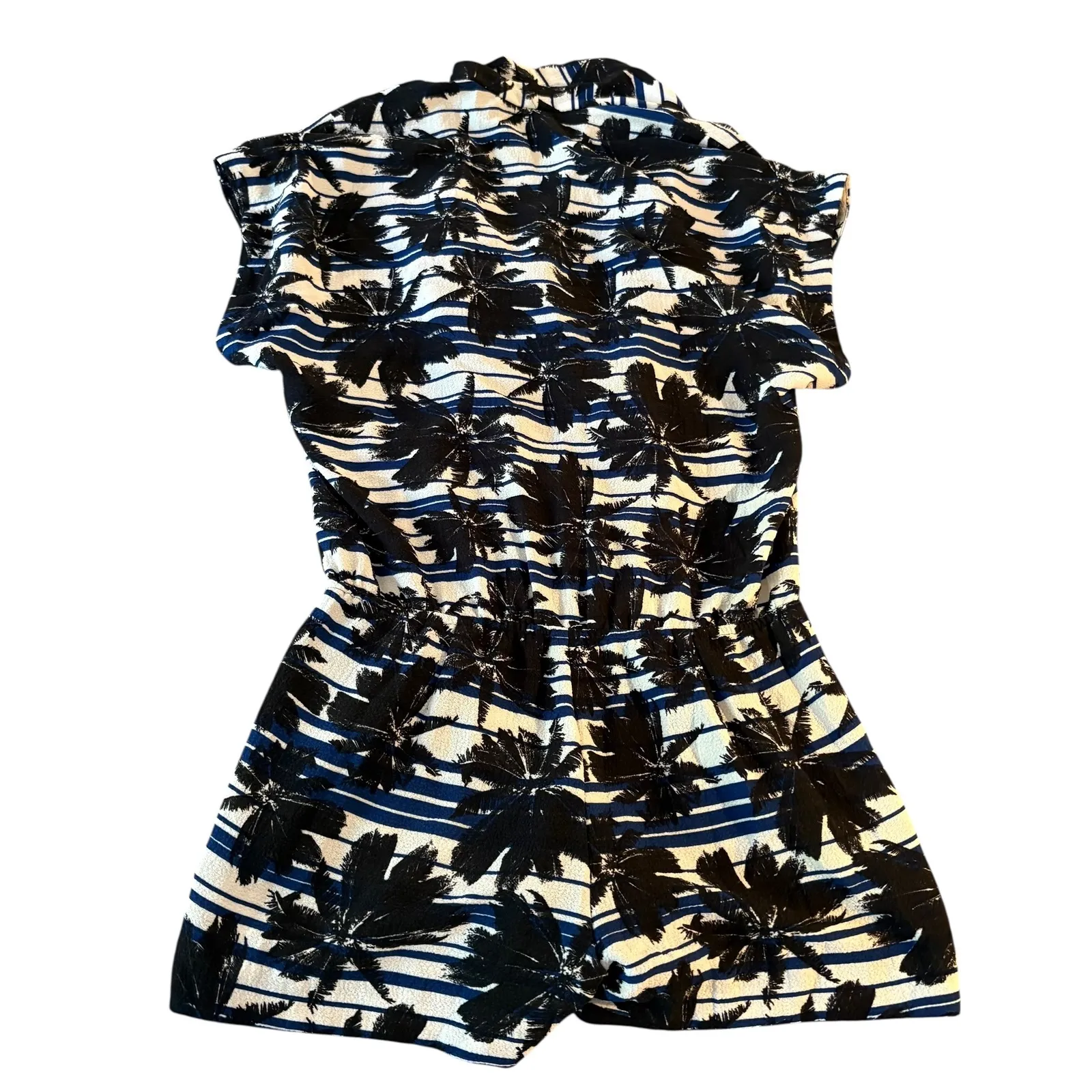 L'AGENCE Palm Print Romper Women's Small Black Blue White Casual Summer‎ - Image 4