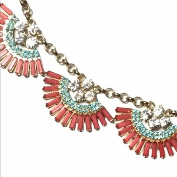 Fan‎ shape boho statement necklace Blue - Image 2