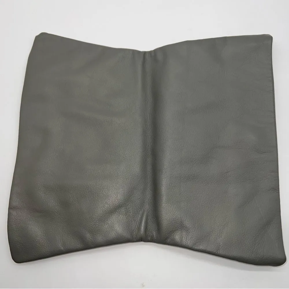 RomyGold Gray Leather Biker Slach Perforated Fold Over Clutch Purse - Image 4