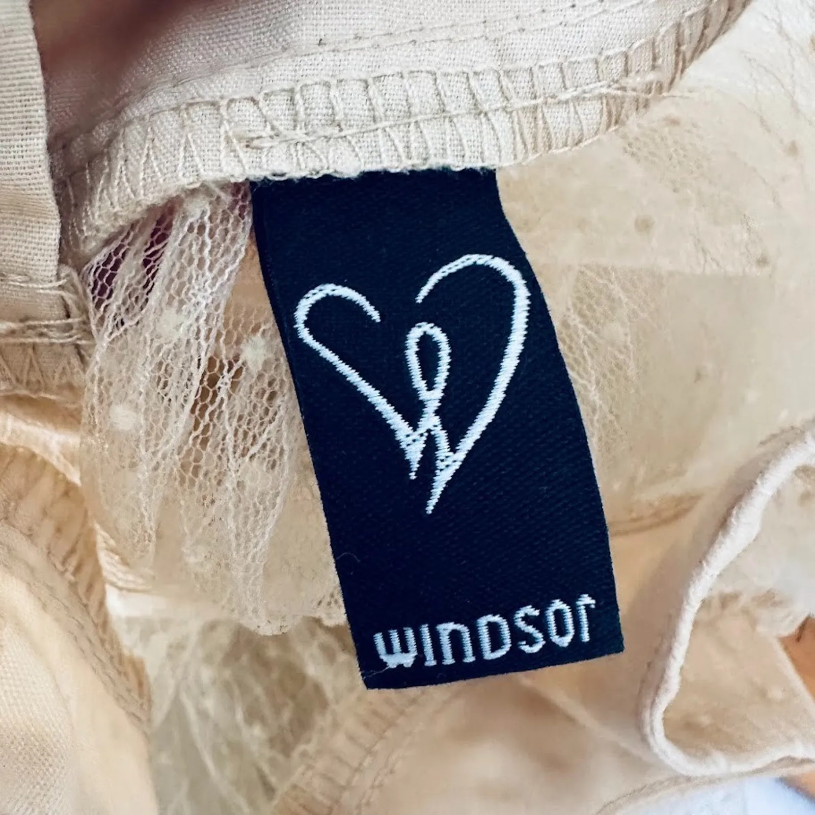 Windsor Sheer Mesh Button Top Cream Long Sleeve Romantic Fairy XS Silk Blend - Image 5