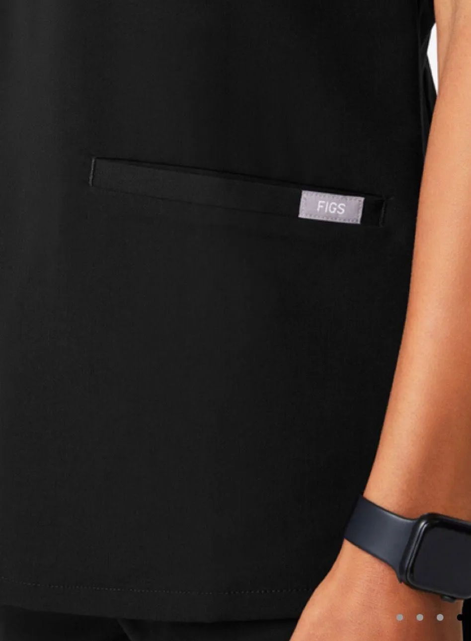 FIGS Black Casma Three-Pocket Scrub Top - Image 4