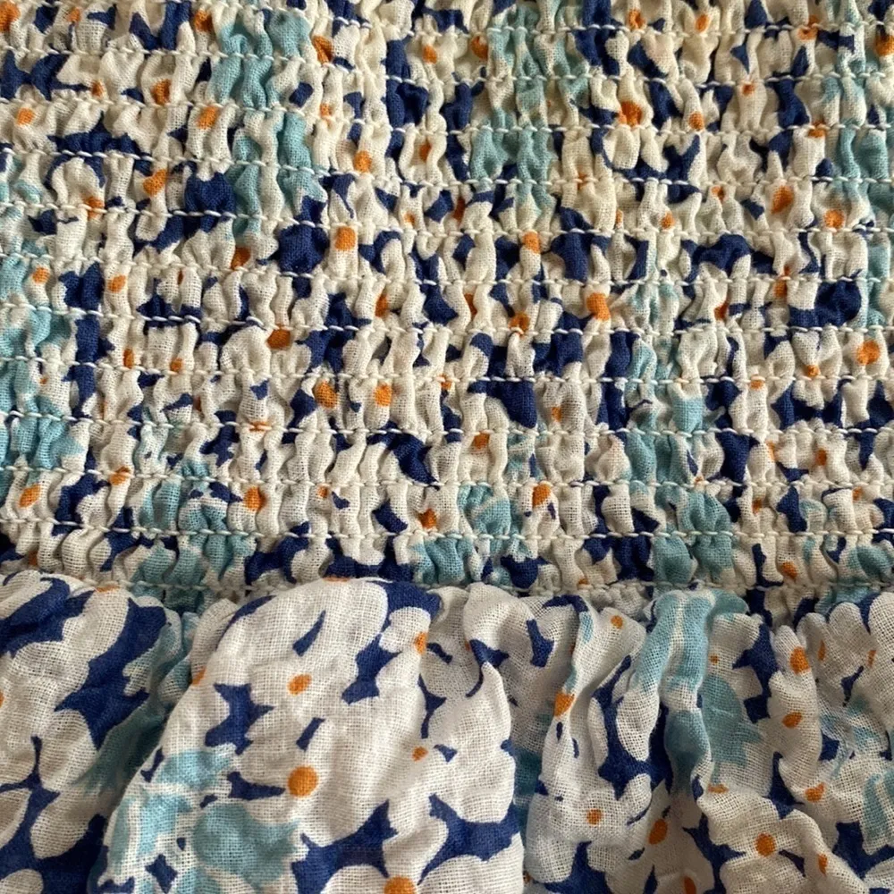 Sundays Indy Cotton Smocked Skirt Ditzy Floral Indigo Bloom Blue White Size XS - Image 4