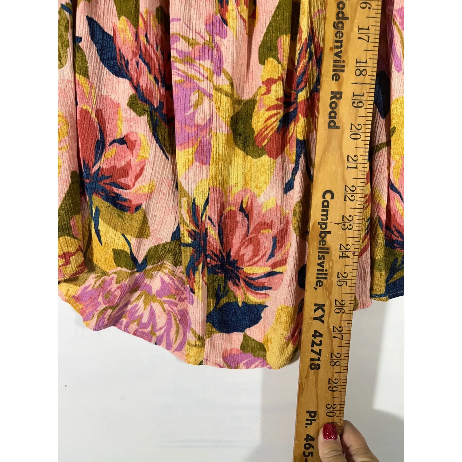 Terra Sky Women Floral Print Rayon Boho Smocked Neck Blouse Flowy Plus Size 1X Pink - Image 9