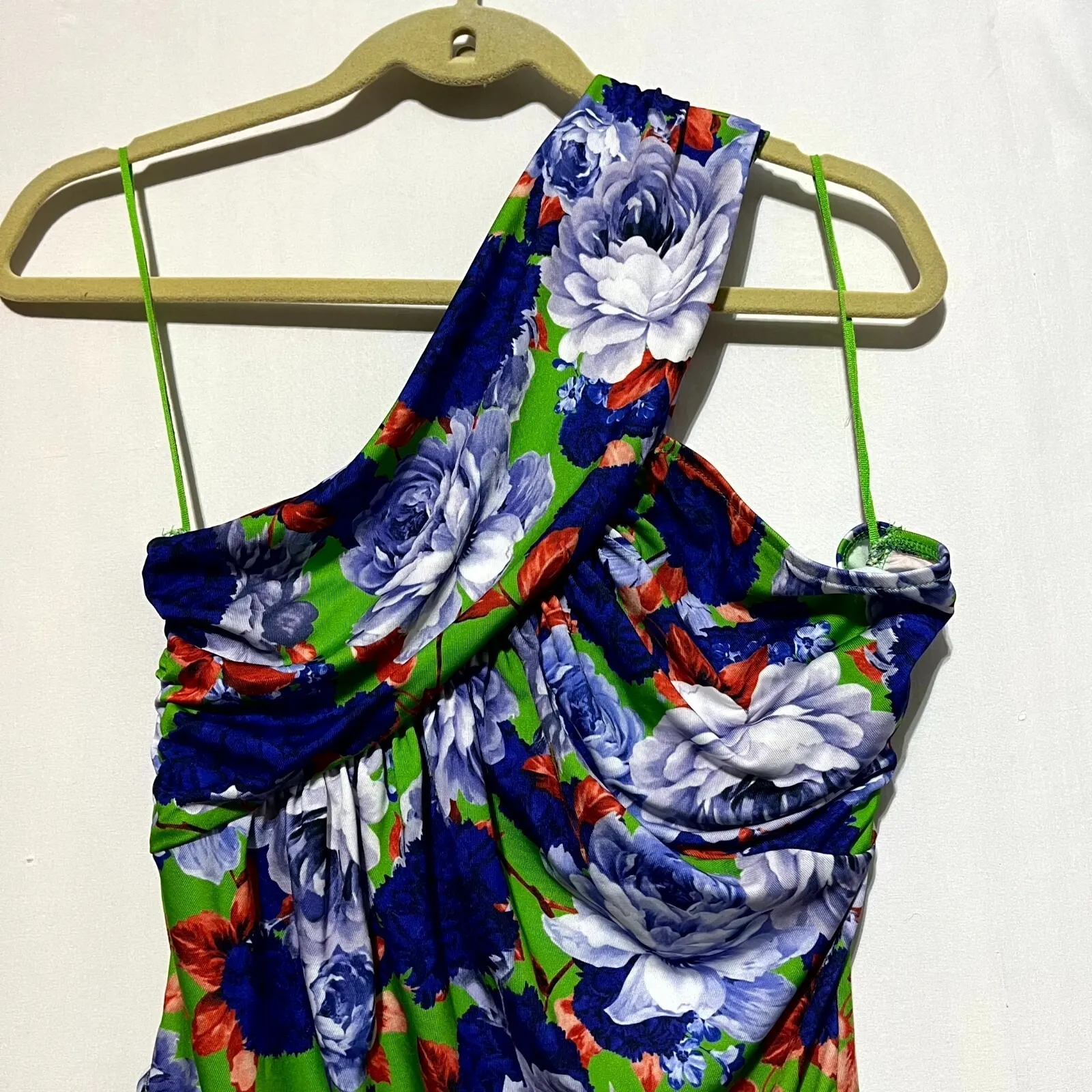 Zara‎ Asymmetrical Bodysuit Women's Large Multicolor Floral Stretch One Shoulder - Image 2