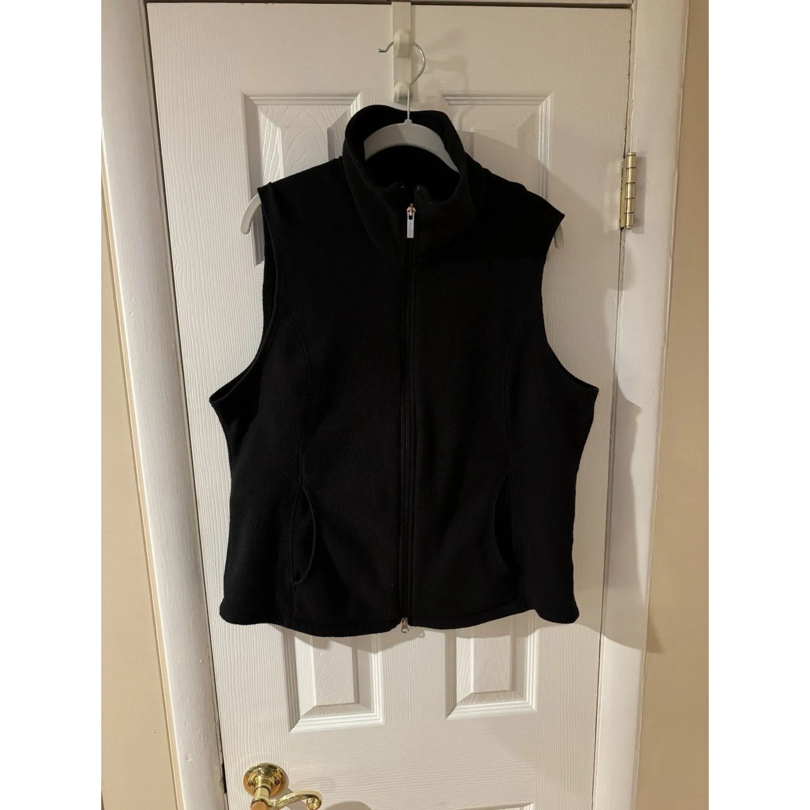 Lands' End Women's Black Sleeveless Full Zip Fleece Vest Pockets Size L (14-16) - Image 4