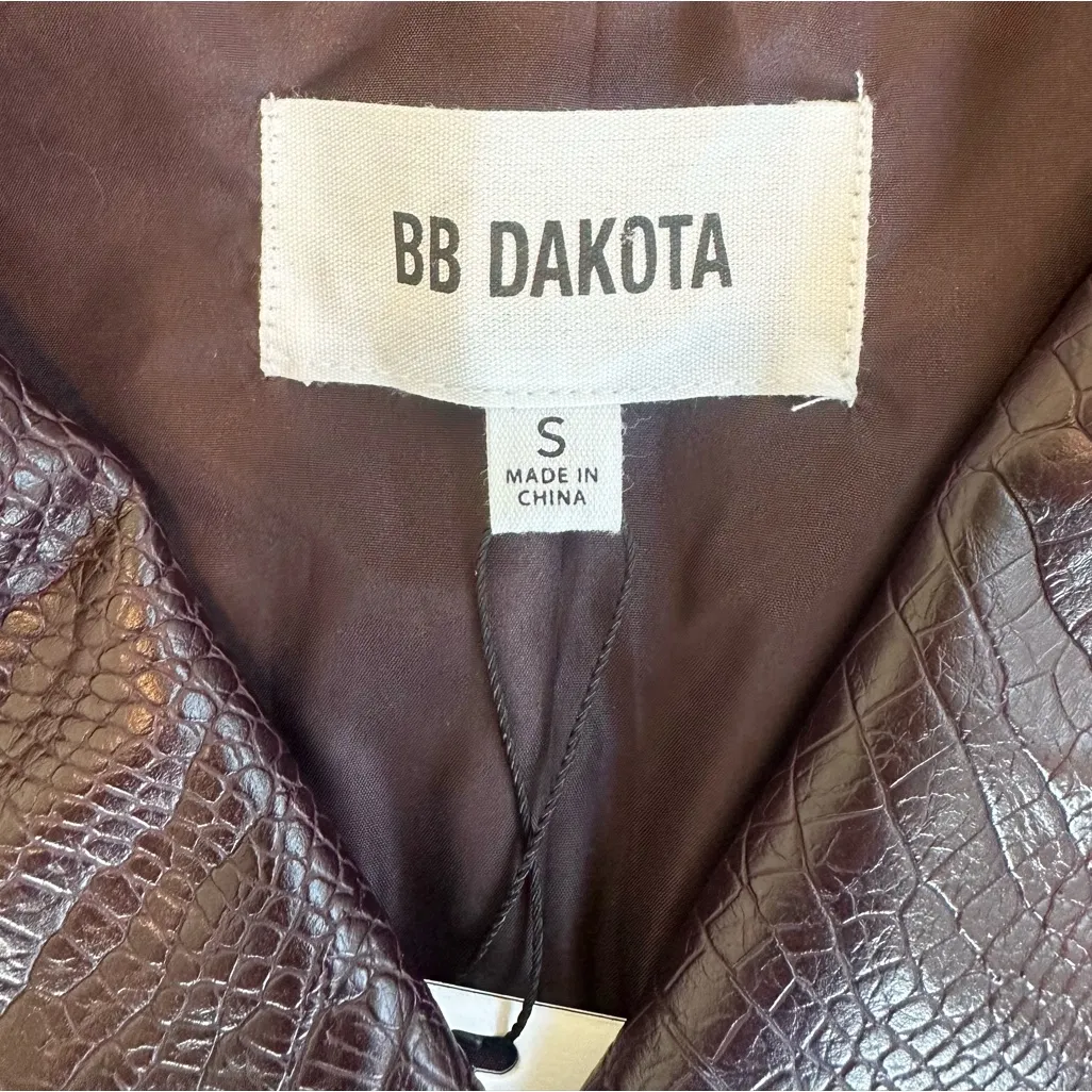 BB Dakota Deep Burgundy Faux Leather Lizard Embossed Moto Jacket NWT - Image 5