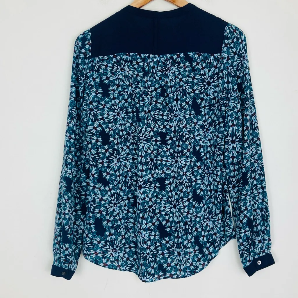 Anthropologie Moulinette Soeurs blue and white floral silk button front top. 6 - Image 4