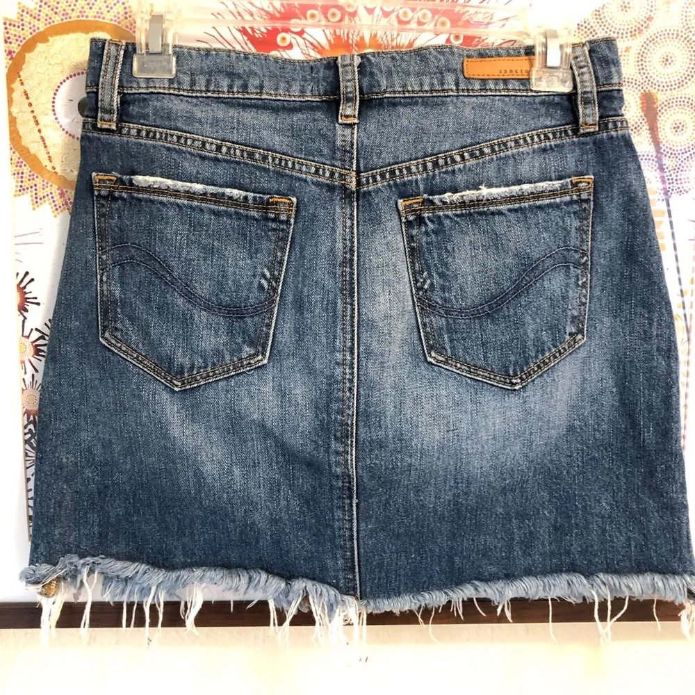 Red Rock Blue Frayed Distressed Mini Jean Denim Skirt 25 - Image 5
