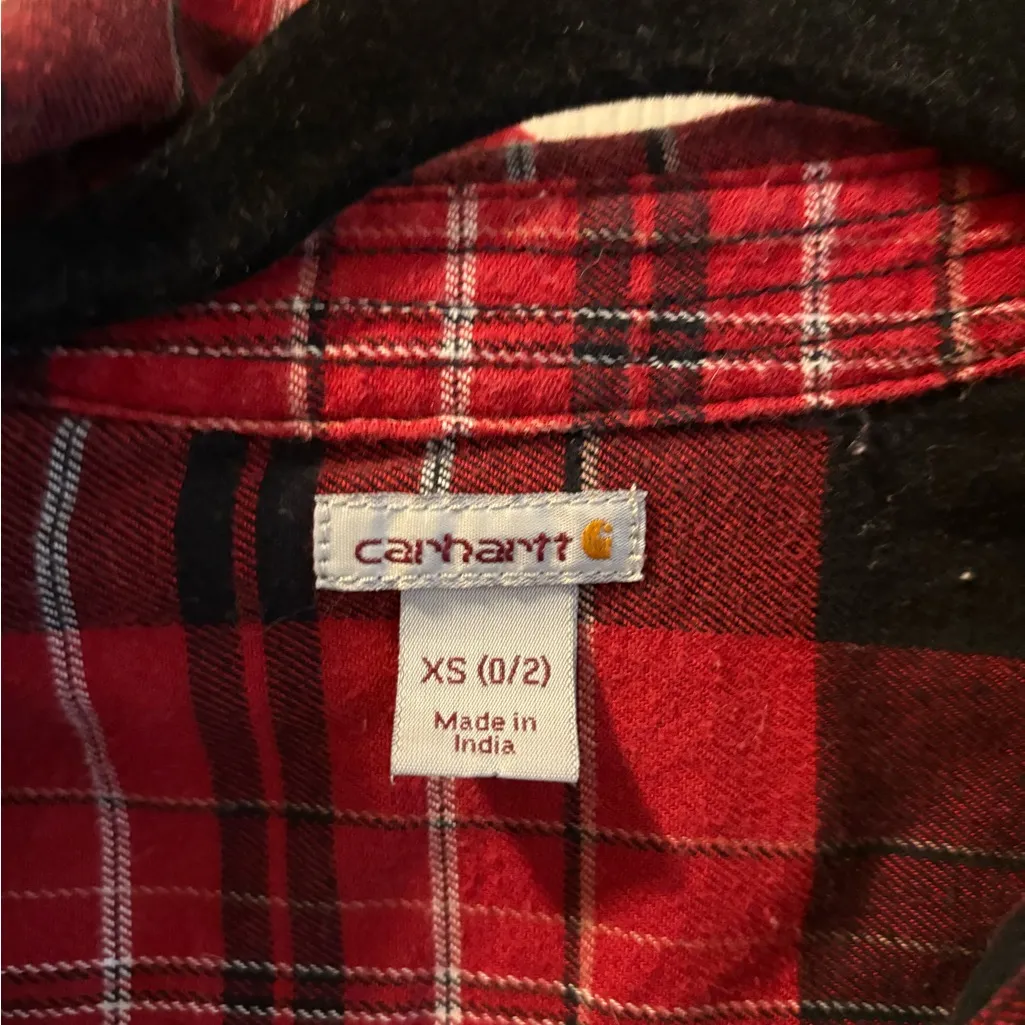 Carhartt Red and Black Plaid Button Down Shirt - Image 2