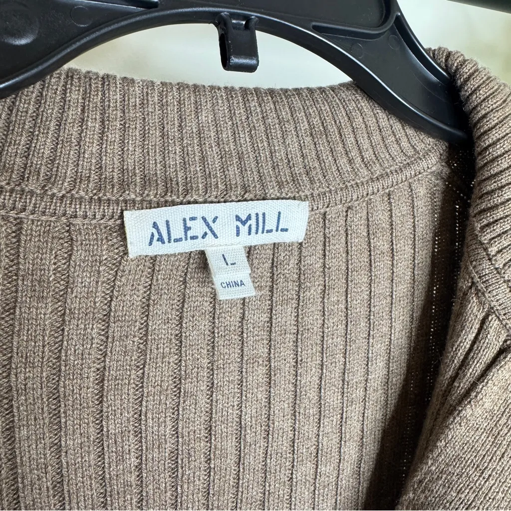 Alex Mill Loretta Merino Wool Blend Ribbed Tunic Longline Sweater size L Large Brown - Image 11