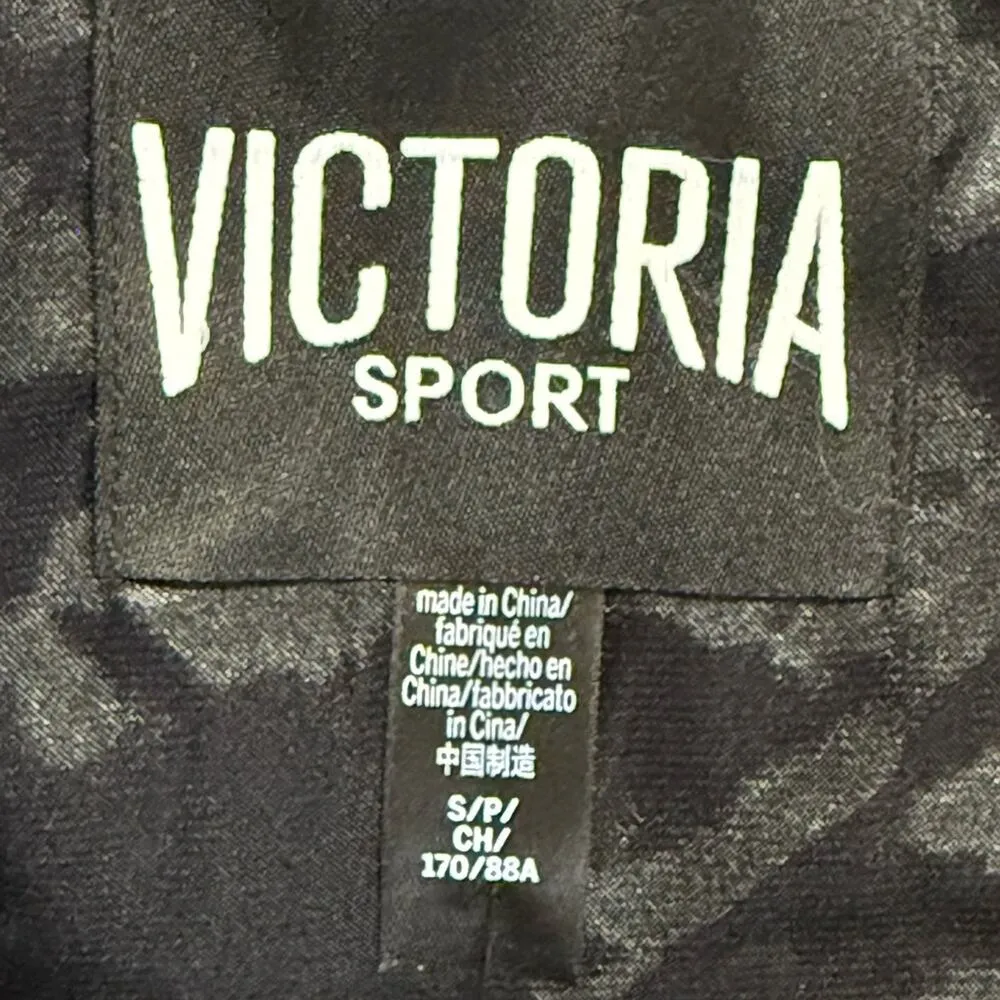 VICTORIA SPORT women's size small black long zip front sport jacket bomber ties - Image 3