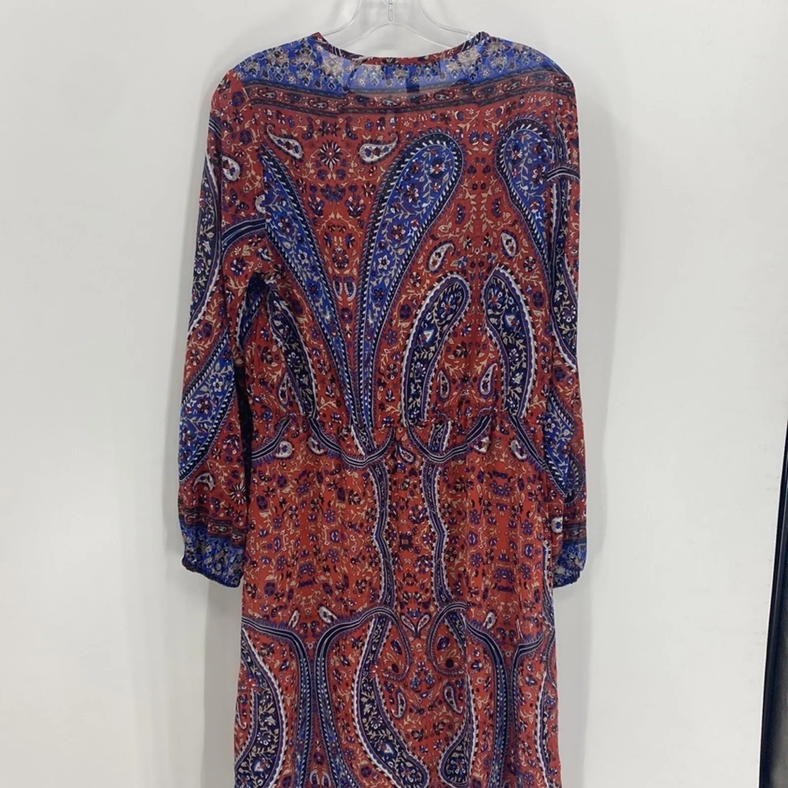 Fair Child Women's Medium Red Paisley Maxi Dress Western Boho Indie Semi Sheer - Image 7