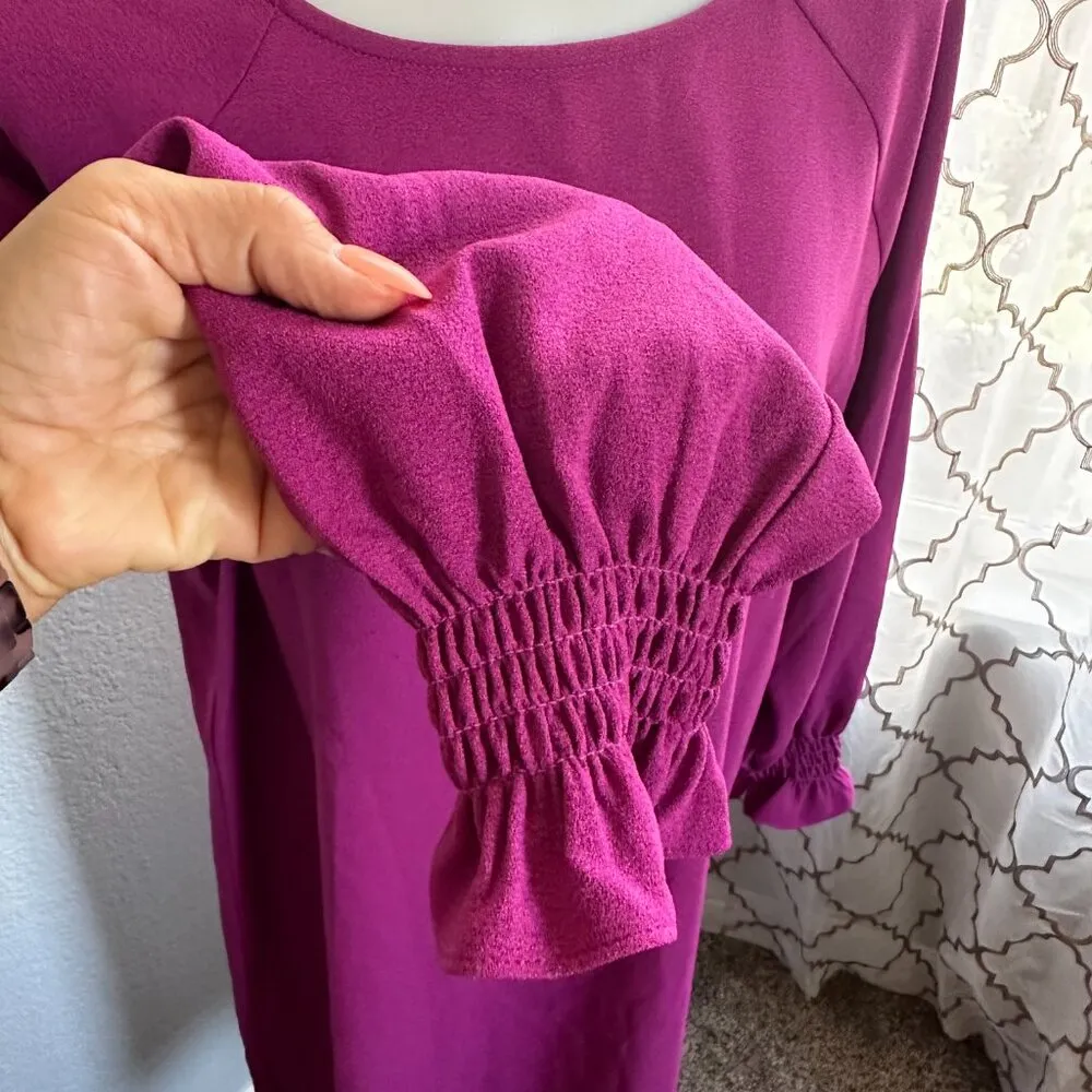 Nine West Womens Smocked Sleeve Shift Dress Size M - Image 3