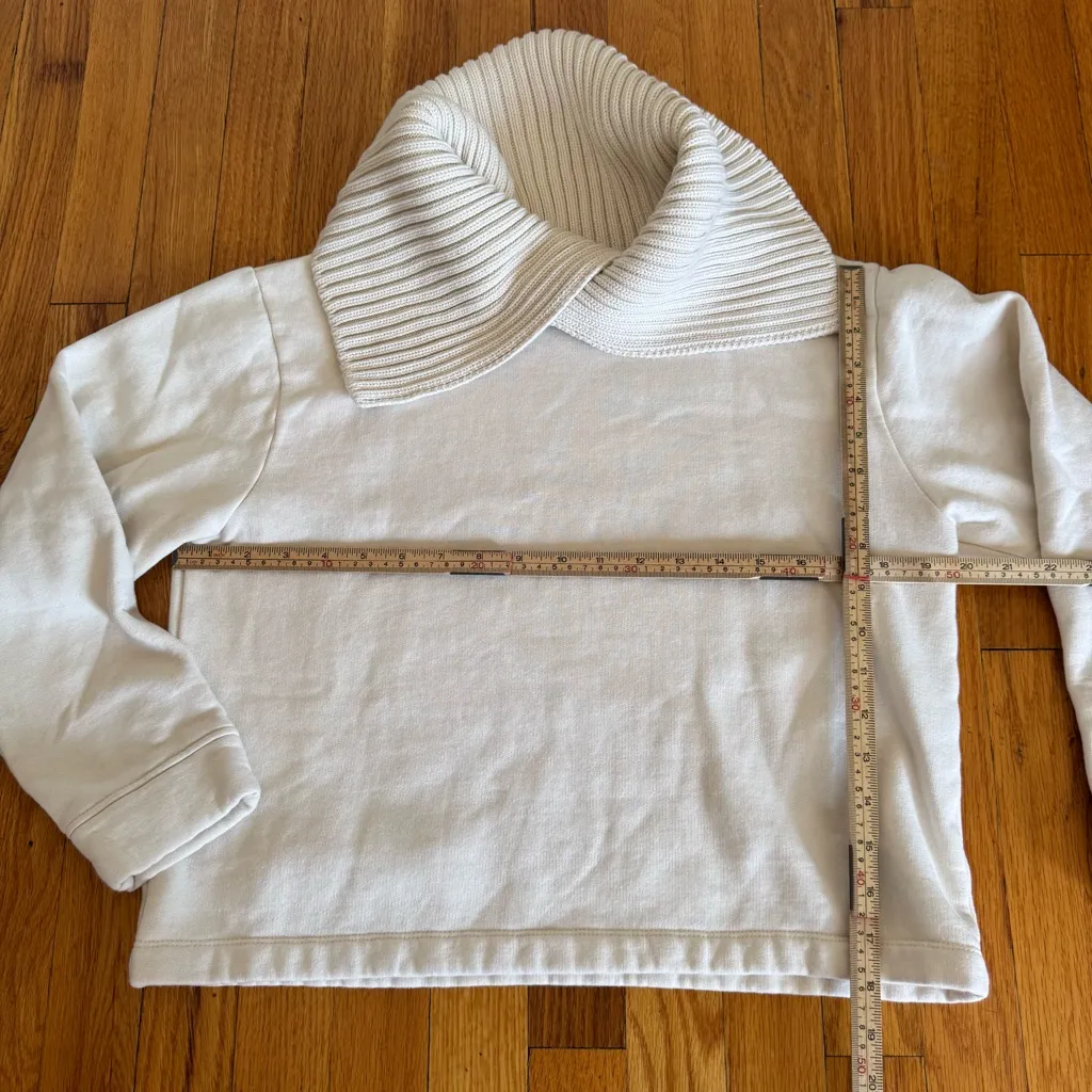 Zara Women Light Cream Ribbed Collar Women Sweater Size Small - Image 5