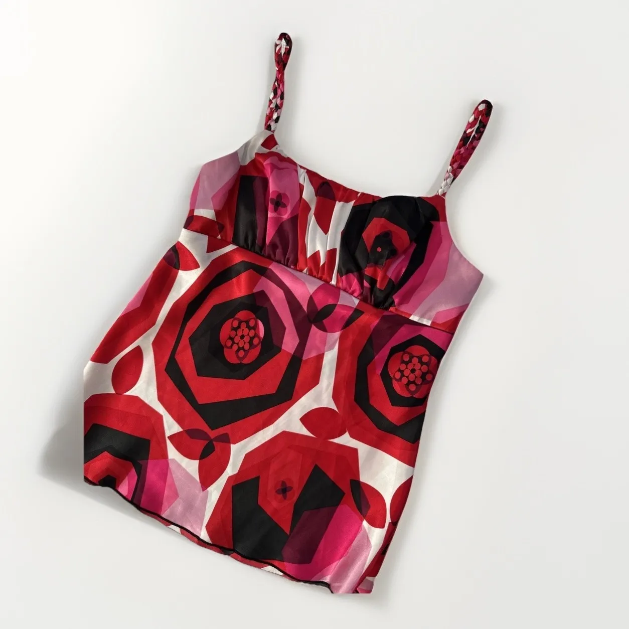 Vintage‎ Women M Fairy Y2K Glam Flowy Babydoll Top Braided Straps Holiday Party - Image 2