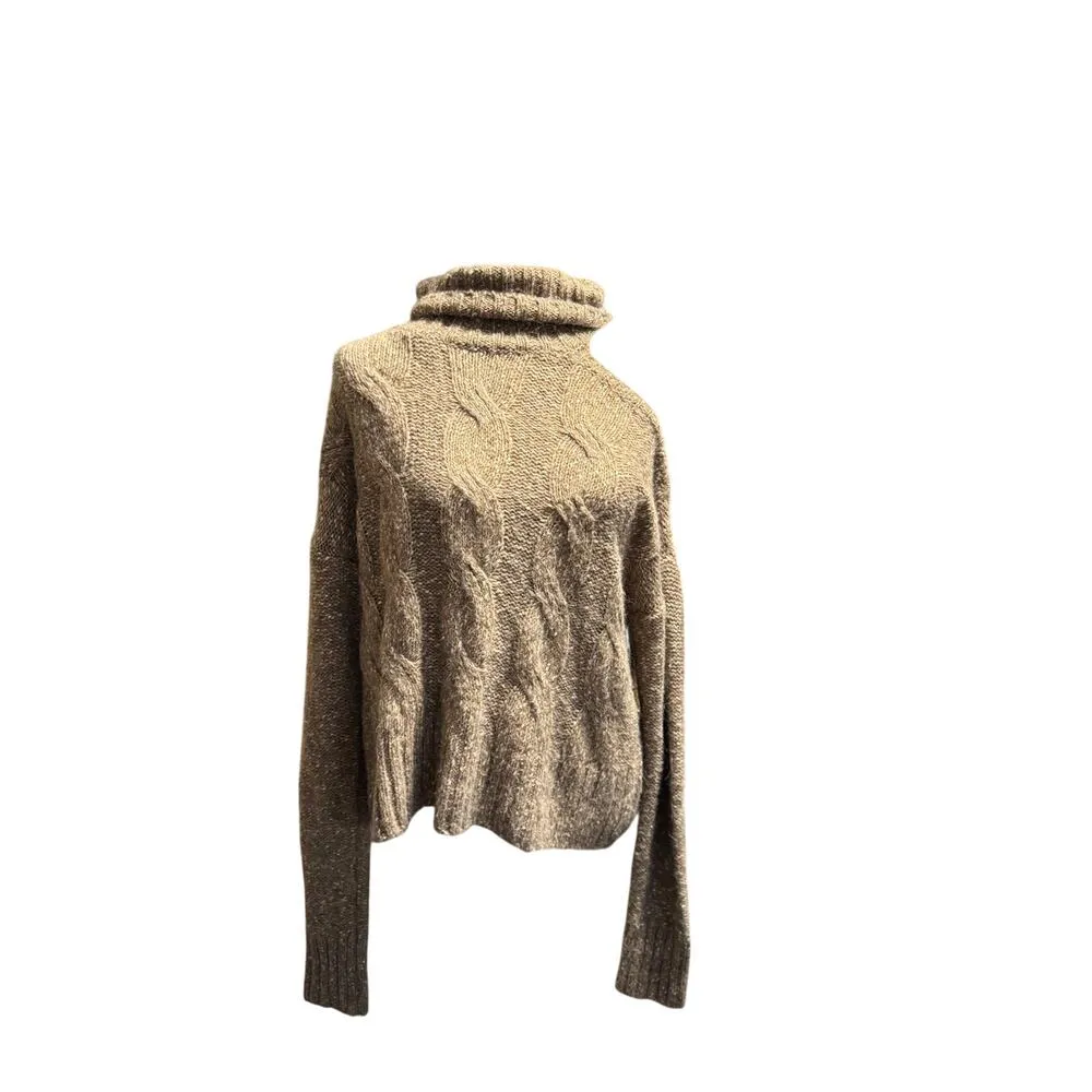 VERONICA BEARD Cold Shoulder Selleck Sweater Size L in Light Brown/Gold - Image 2