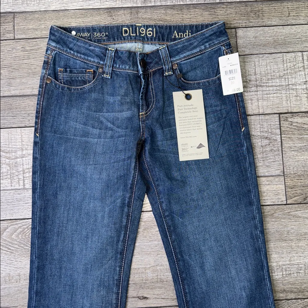 DL1961 Andi Boot 4way Stretch 360 Comfort Dark Blue Flare Jeans - Image 5