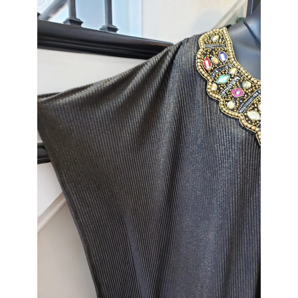 ESY Studio EY Kaftan Dress Womens OSM Black Shimmer African Dashiki Embroidered - Image 16