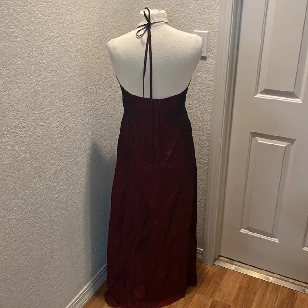 Vintage Y2K Crepe Iridescent Maxi Dress Maroon Black Sz Lg Acetate 90’s Metallic - Image 33