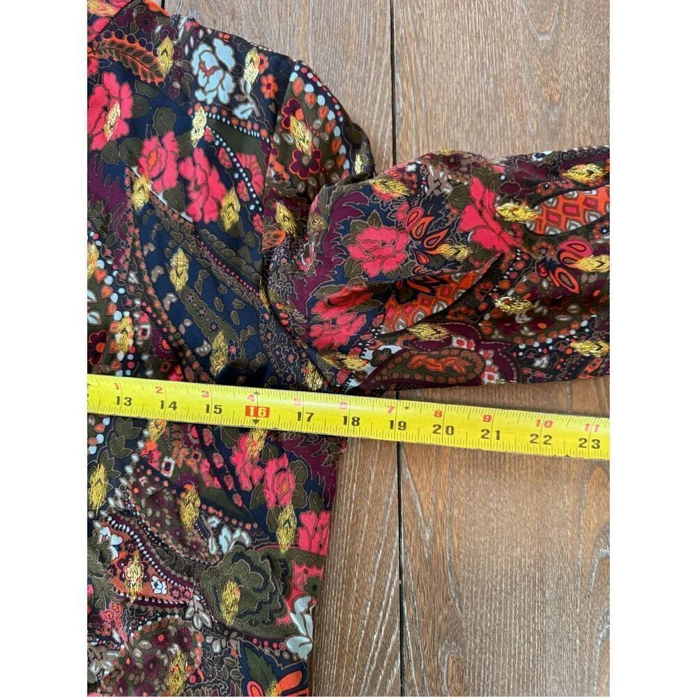 Raoul Paisley Button Down Blouse Size US 6 Pink - Image 9