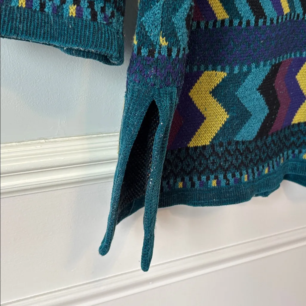 Chico's Multicolor Geometric Knit Cardigan Vintage 90s Southwest Bohemian Sz L - Image 9