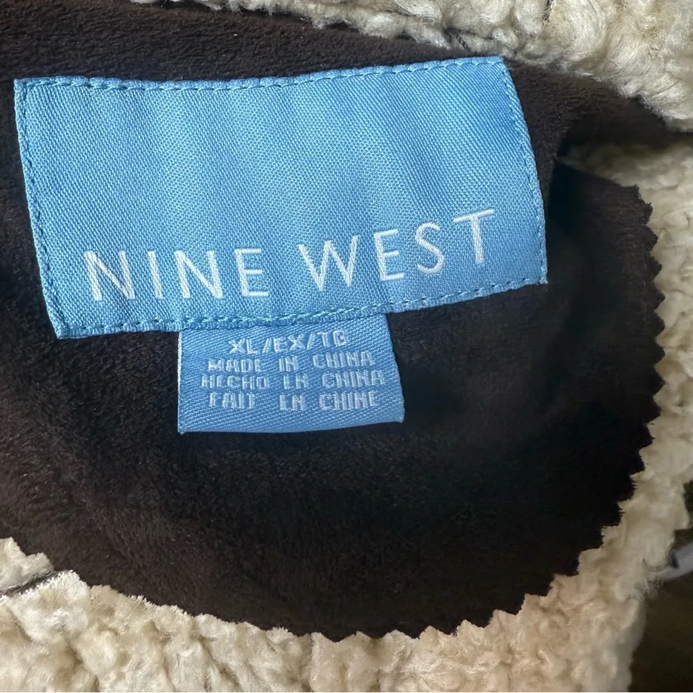Nine West Cream and Brown Shearling Coat - Image 5