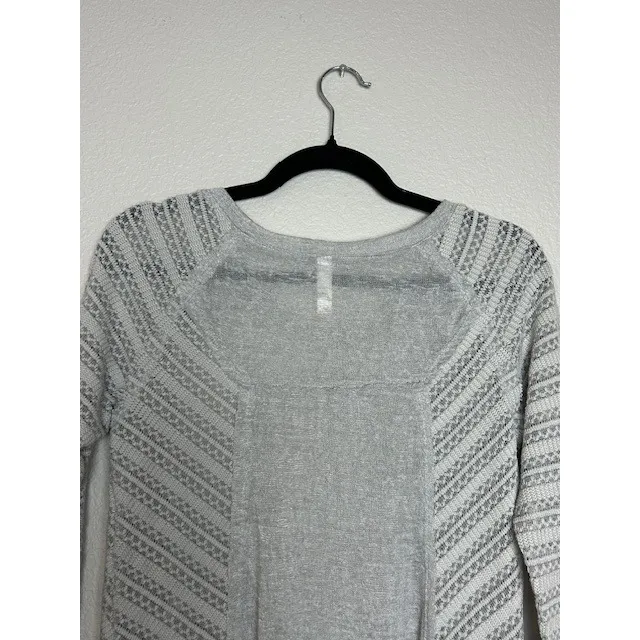 Xhilaration Womens S Gray Knit Sweater Lace Inset Lagenlook Raw Seams Semi-Sheer - Image 6