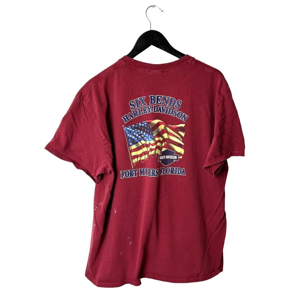 Harley Davidson Fort Myers Florida T Shirt Large L Red Graphic Tee - Image 3