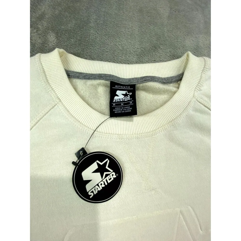 Starter Sweatshirt Women's Medium Cream Fleece Lined Authentic Fit Raglan Sleeve - Image 3