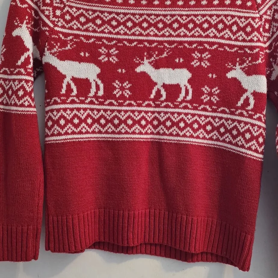 dELiA*s Red and White Patterned Knit Top Size M - Image 4