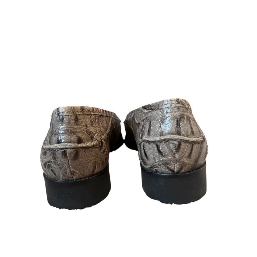 Talbots lizard leather tassel loafers 1" heels black rubber soles womens size 6B - Image 7